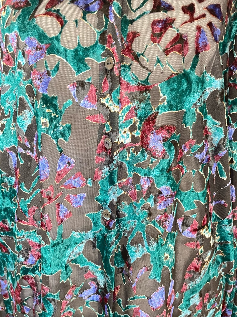 Emanuel Ungaro Week-End Burnout Floral Button-Up Blouse Shirt size 42/US Medium - Picture 10 of 14